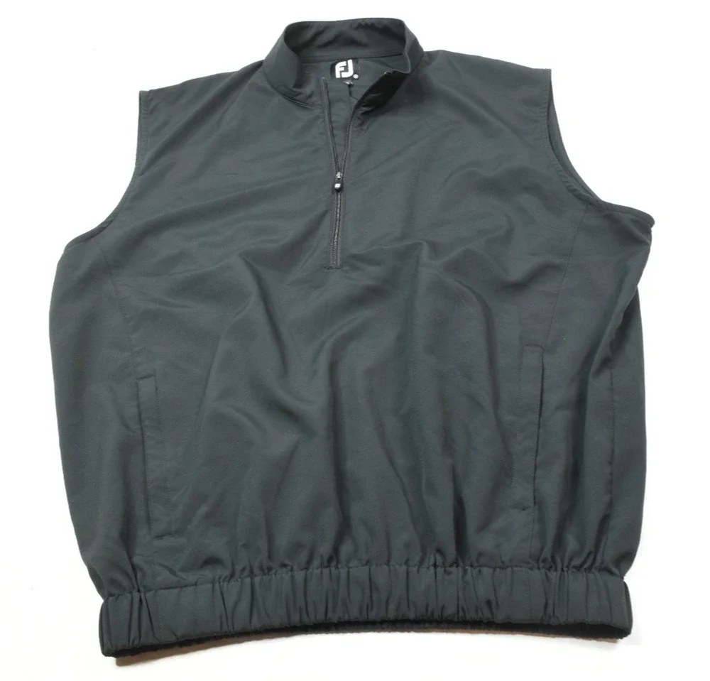 Footjoy Half Zip Windshirt Vest Mens Medium Black Sleeveless Pullover Golf